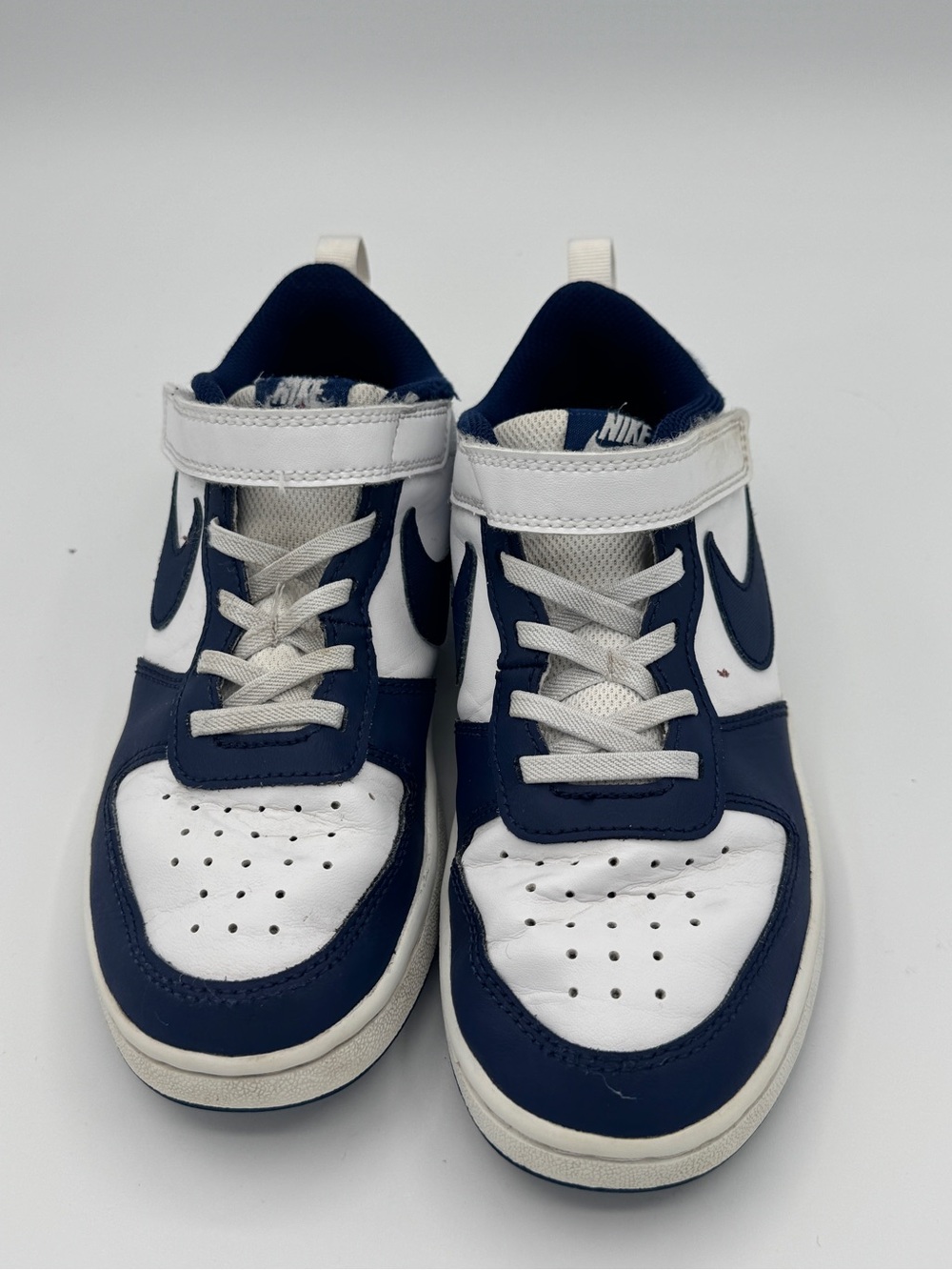 Nike Kids Navy & White Low-Top Sneakers with Hook-and-Loop Strap